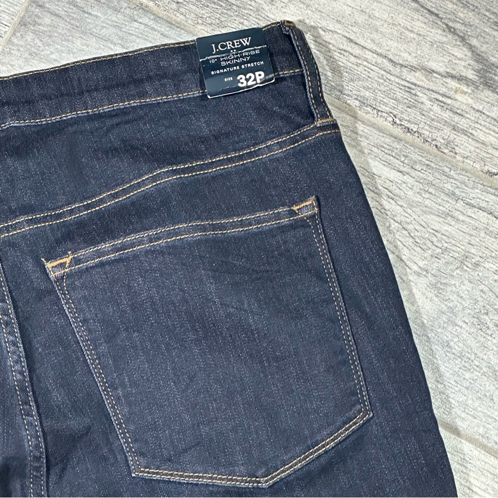 NWT J. CREW 10” High Rise Skinny Dark Wash Signature Stretch 32 Petite - Picture 10 of 12